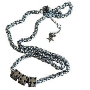 Dalmata D Roll The Dice Punk Necklace Rope Chain Rockabilly Stainless Steel 20"